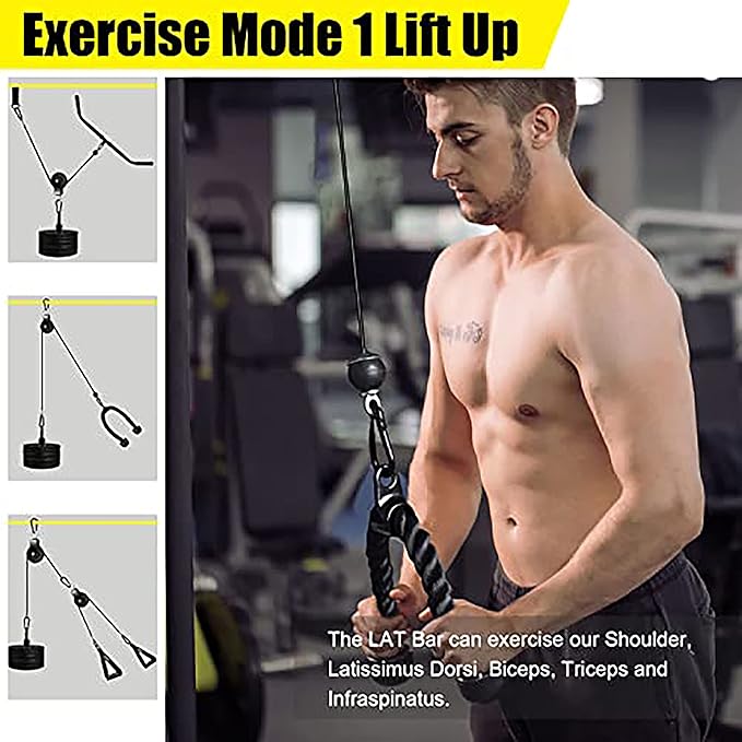 Fitness LAT and Lift Pulley System Gym,Home Gym Tricep Workout Pulley System for LAT Pulldown,Biceps Curl,Triceps, Shoulders,Back,Forearm Workout,Weight Cable Pulley System