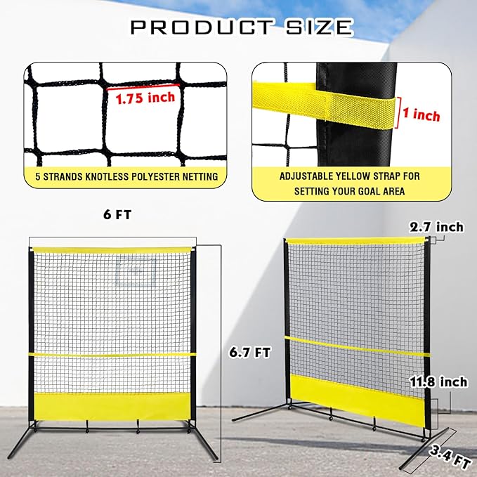 Portable Backstop Net, Barrier Netting, Lacrosse, Baseball, Softball, Soccer, Basketball, Baseball Net, Protective Screen with Carry Bag, Baseball Practice Net,Tennis Backstop Net