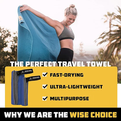 Wise Owl Outfitters Camping Towel - Camping Accessories, Quick Dry Microfiber Towel for Travel, Hiking, Yoga, Workout, and Backpacking