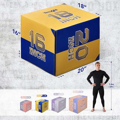 Yes4All 3-in-1 Soft-Padded Plyo Box With Wooden Core, Non-Slip Multi-Use Cushioned Plyometric Jump Box for Jumping, Conditioning, Strength Training