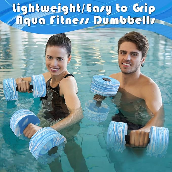 Aquatic Exercise Dumbbells, 2PCS Aqua Fitness Barbells, High-Density EVA-Foam Dumbbell Set, Pool Weights Dumbbells Set for Water Aerobics Weight Loss, Pool Fitness, Water Exercise