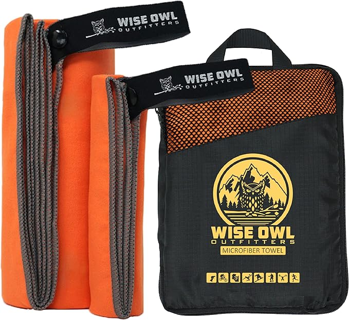 Wise Owl Outfitters Camping Towel - Camping Accessories, Quick Dry Microfiber Towel for Travel, Hiking, Yoga, Workout, and Backpacking