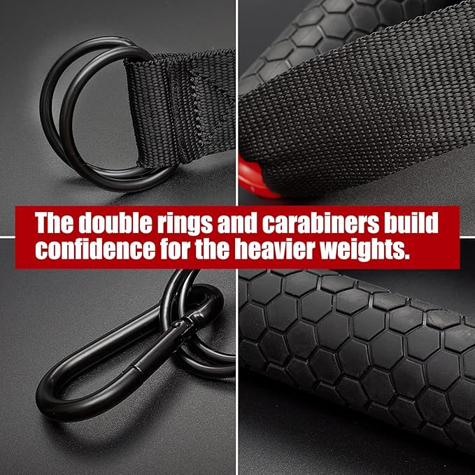 Cable Handles Gym Equipment - Extremely Comfortable Rubber Cable Machine Handle Attachments for Gym - Ultra Heavy Duty Exercise Resistance Band Handles Grip with Double D Rings