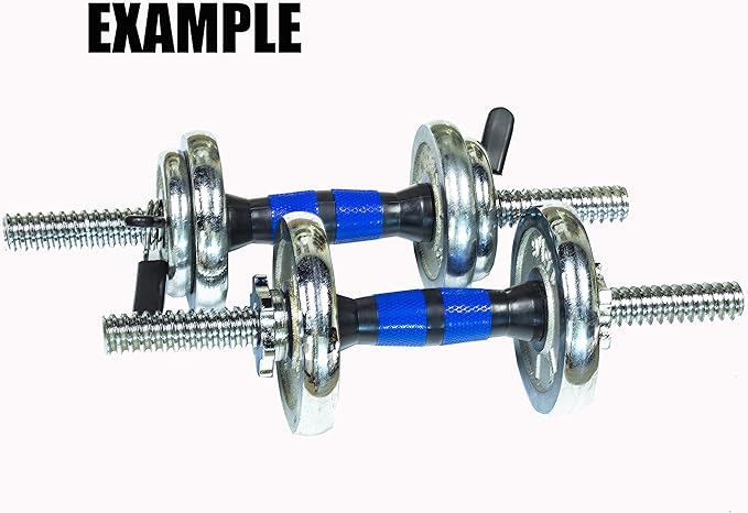 Threaded Dumbbell blue Durable Rubber Handles/Adjustable Dumbbell Bar 32/35/40cm(12.6/14.2/15.7Inch) - 1 inch