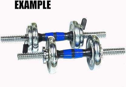 Threaded Dumbbell blue Durable Rubber Handles/Adjustable Dumbbell Bar Handles 32/35/40cm(12.6/14.2/15.7Inch) - Fit 1 inch Standard Weight Plate Weightlifting Accessories - Sold in Pair