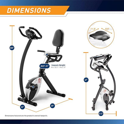 Marcy Foldable Upright Exercise Bike with Adjustable Resistance for Cardio Workout & Strength Training - Multiple Styles Available