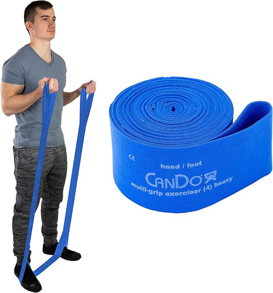 CanDo Multi-Grip 6 Foot Exercise Resistance Band with Hand/Foot Loops for Total Body Workouts, Training, Rehab, Stretching and Therapy