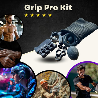 Grip Pro Kit - HAND STRENGTHENING DEVICES (6-Piece) & Wrist Strengthening Devices - Versatile Grip Strength Trainer Kit, Adjustable Hand Workout Grip, Hand Exercisers for Therapy, Antegrip, Hand Workout Grip And Carry Bag.