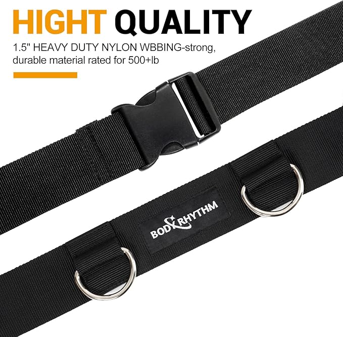 BODY RHYTHM Heavy Duty Door Anchor Strap - Great for Resistance Bands, Physical TherapyBands, and Closed Loop Bands (Black, Three Horizonal Straps)