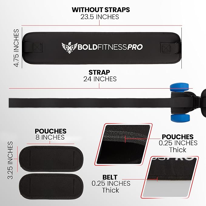 Hip Thrust Belt For Dumbbells Heavy, Kettlebells, Plates - Ultra-Durable Booty Belt for Hip Thrust - Hip Thrust Pad With Weight Support Pouches for Ultimate Stability and Comfort - Weight Lifting Belt