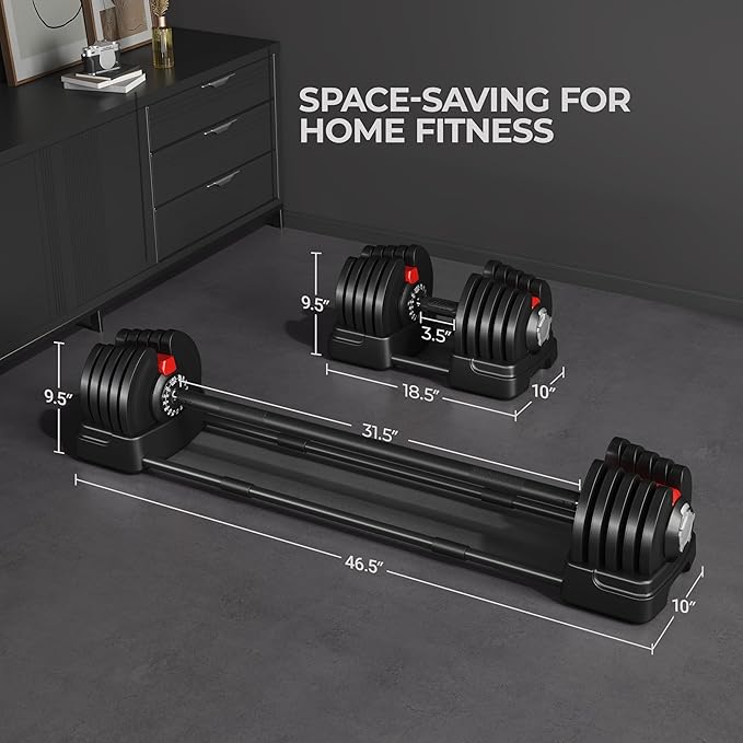 Yaheetech Adjustable Dumbbell Set Free Weight Dumbbells 40lbs/52.5lbs/90lbs Fast Adjust Dumbbells Dumbbell Weight Set, with Tray for Men/Women Strength Training Equipment