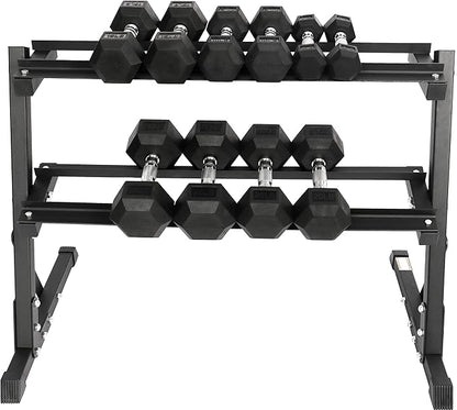 Signature Fitness Premium Rubber Coated Hex Dumbbell Weight Set, Multiple Packages