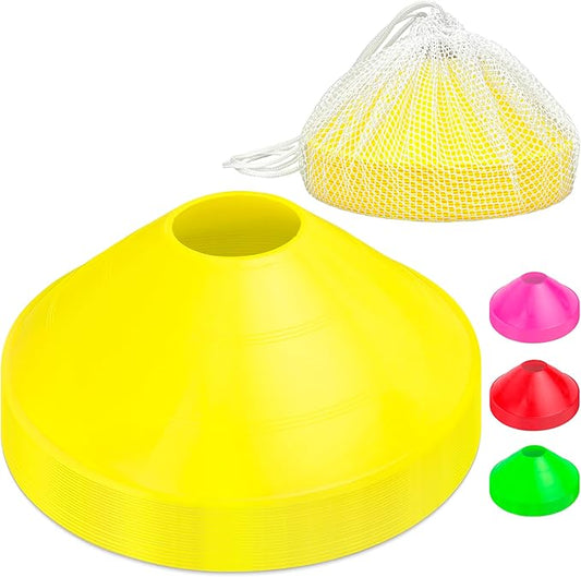 GoSports Premium Sports Cones for Agility Training and Drills - 20 Pack with Tote - Orange, Green, Pink, Yellow, or Red