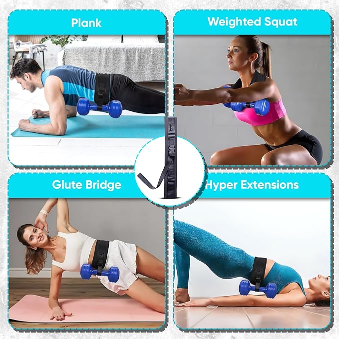 Customizable Hip Thrust Belt Strap for Dumbbells, Glute Exercise Gear, Perfect for Weightlifting, Home Workout with Added Comfort, The Ultimate Booty Sculptor