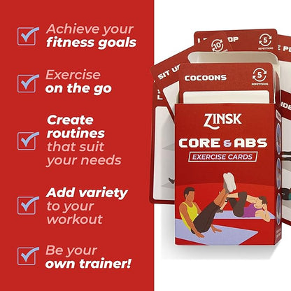 Abs and Core Exercise Cards – 75+ Workout Cards to Help Build Core Strength, Stability, Outdoor, Work from Home Fitness Workout