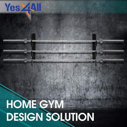 Yes4All Vertical Wall Mounted Olympic Barbell Holder, Barbell Storage Rack, Hanging Barbell Rack for Home Fitness Equipment