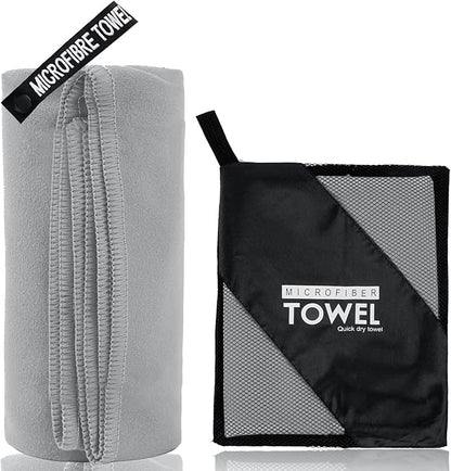 Microfiber Travel Towel, Soft Lightweight Quick Dry Towel, Super Absorbent Compact Travel & Sports & Beach Towels for Camping, Backpack, Gym, Swimming, Yoga, Hiking (XS:12"×24" -Gray)