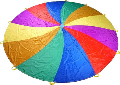 NARMAY® Play Parachute for Kids Rotating Rainbow with 12 Handles - 12 Feet