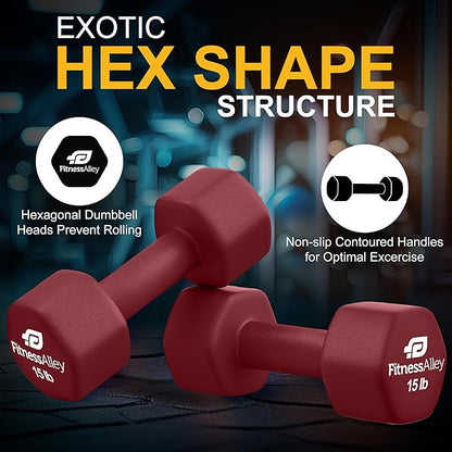 Neoprene Coated Workout Dumbbells set of 2 – Anti Roll, Non Slip with Smooth Grip Fitness & Exercise Dumbbells – Hexagon Shaped Hand Weights for Women & Men – Best Choice for Gyms & home use