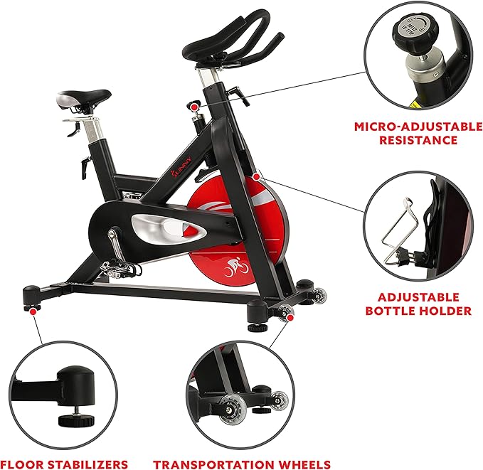 Sunny Health & Fitness Evolution Pro Magnetic Belt Drive Indoor Exercise Cycling Bike