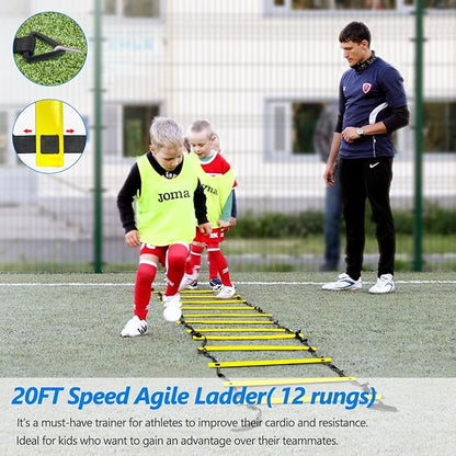 Agility Training Equipment 20FT Agility Ladder,4 Adjustable 16 Football