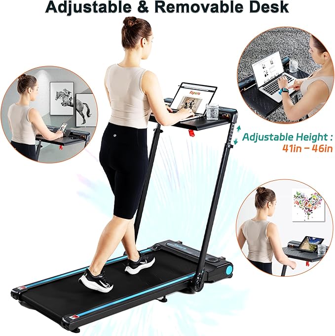 Ksports 3-in-1 Folding Electric Treadmill, Home Gym Cardio Strength Training Workout Set w/Ab Mat, Sit Up Strap