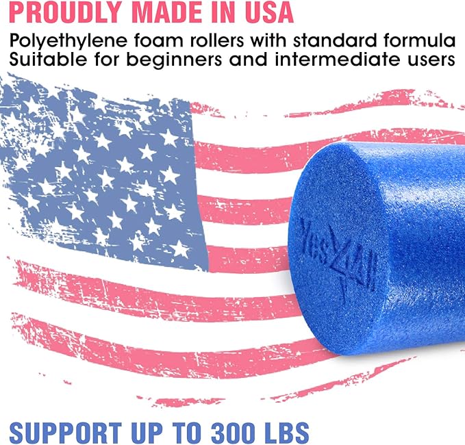 Yes4All Soft-Density Round PE 12/18/ 24/36 inch Foam Rollers for Muscle Massage, Yoga Core Exercise & Physical Therapy