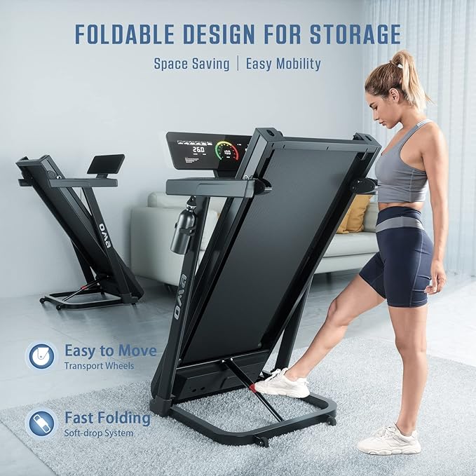 OMA Treadmill with Incline, Treadmills for Home 7200EB with 300 lb Capacity, Portable Treadmill for Home Office, Compact Small Treadmill for Walking Running with Wide Belt, LED Display, Pulse Sensors