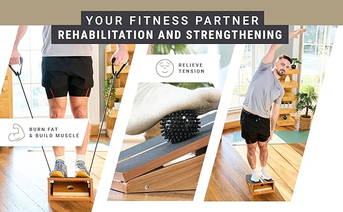 Professional Slant Board & Calf Stretcher - Foldable Wooden Slant Board for Squats - Adjustable Incline Board for Calf Stretching