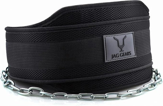 JAG GEARS Dip Belt with Chain 36 Inch Heavy Duty Steel Chain + 2 Carabiners, Dip Belt for Bodybuilding, Strength Training, Weightlifting and Pull-Ups, Weight Belt