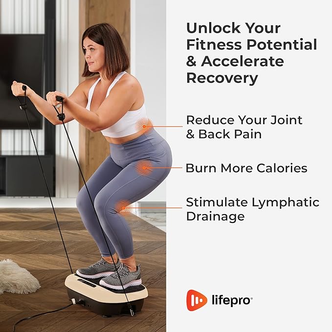 Lifepro Compact Vibration Plate Exercise Machine, Mini Full Body Vibration Platform Exercise Machine for Lymphatic Drainage with Acupressure Nodes, Burn Calories, Helps Alleviate Back & Joint Pain