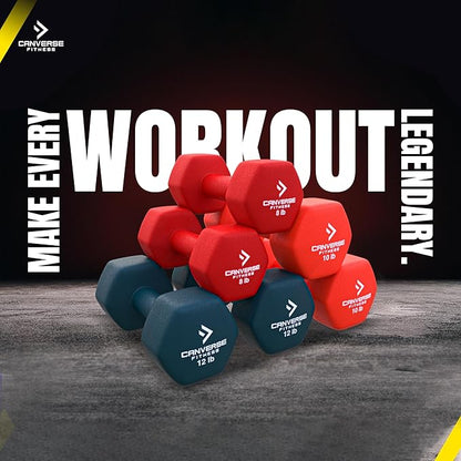 Neoprene Workout Dumbbells Weights - Non Slip, Anti Roll Exercise & Fitness Only Dumbbells Combo - Hex Shaped Hand weights for Men & Women - Ideal for Home and Gyms training