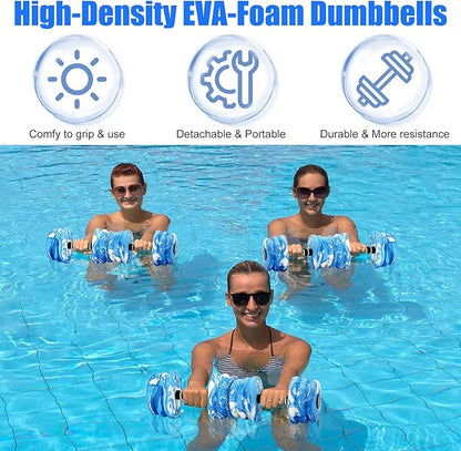 Aquatic Exercise Dumbbells, Water Dumbbells, 2PCS Foam Barbells for Men Women Water Workouts