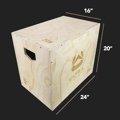 Plyo Box - Wooden 3-in-1 Plyometric Jump Box for Training - Squat, Step Up, Box Jumps & More - Workout Box Size in S, M, L & XL - Home Gym Exercise Equipment