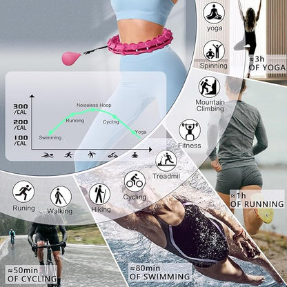 Dumoyi Smart Weighted Hoop for Adults Weight Loss,Infinity Fitness Hoop Plus Size for Women Smart Exercise Equipment