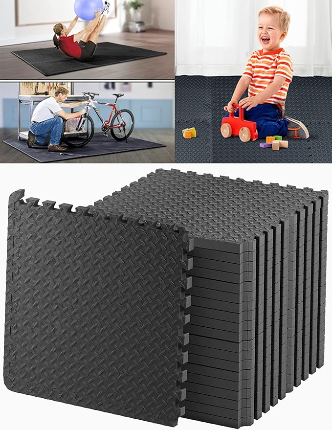 Kangler Puzzle Exercise Mat, 20 Tiles Foam Interlocking Exercise Mats - Floor Tiles for Gym Equipment and Cushion for Workouts