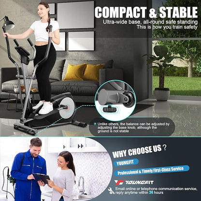 Elliptical Machine, Foldable Elliptical Machine for Home, 22 Resistance Levels with Large LCD Monitor Eliptical Exercise Machine