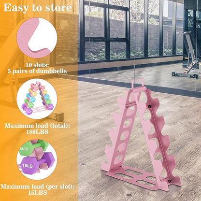 Dumbbell Rack, A-Frame Metal Dumbbell Holder with Handle, Multilevel Weight Storage Organizer for Dumbbells, Tree Shape Compact Weight Rack/Holder, Perfect for Child/Women Home Gym