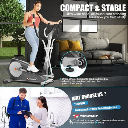 Elliptical Machine, Foldable Elliptical Machine for Home, 22 Resistance Levels with Large LCD Monitor Eliptical Exercise Machine