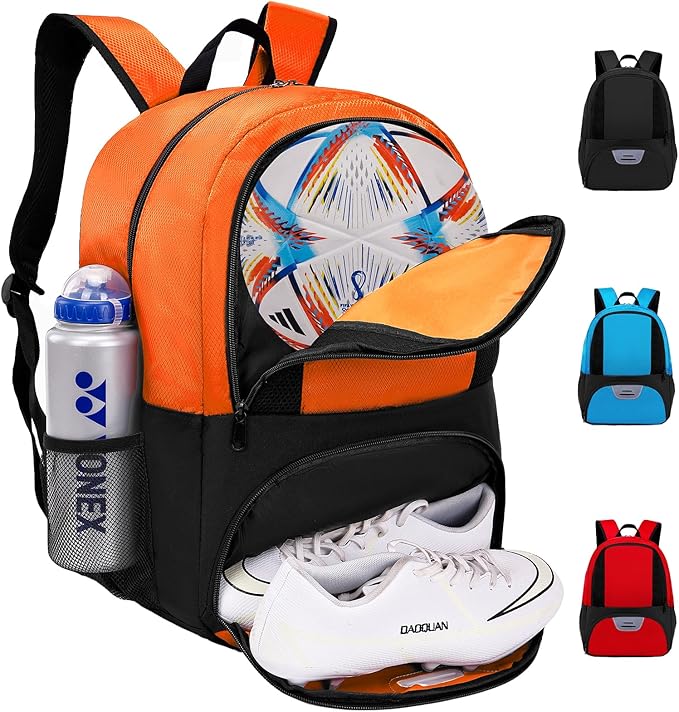 Soccer Bag&Soccer Backpack&Backpack for Football Volleyball Basketball,Sport Equipment Bags with Shoe compartment. (Orange)