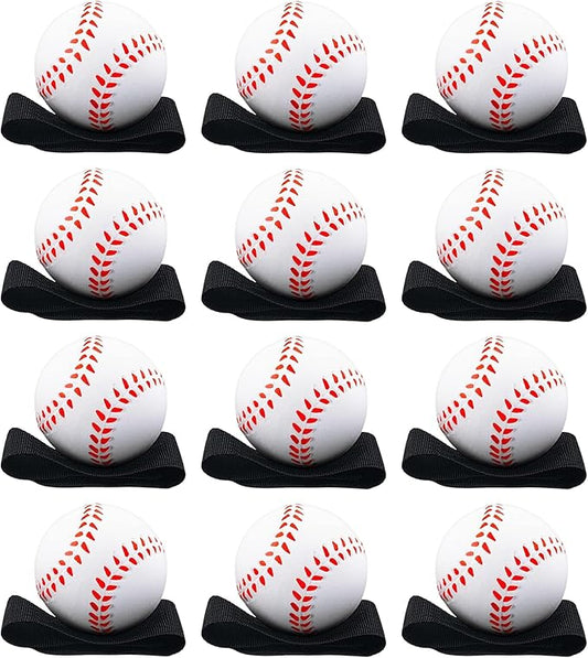 Reactive Wrist Balls Baseballs - 12PK - Return Rebound Bouncy Wristband Balls w/Elastic Cord - Wrist Toy for Teens Adults Exercise or Play - Nice Gift Party Favor, Fun Outdoor Activity