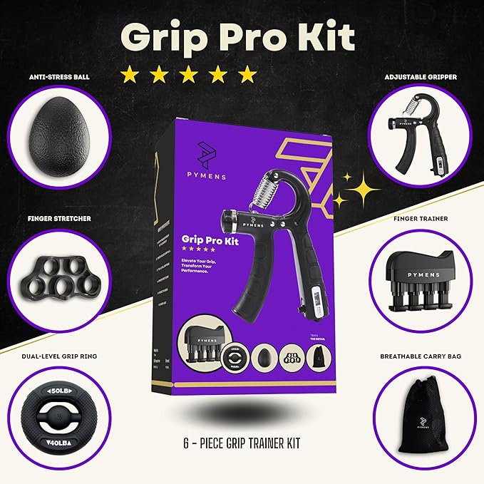 Grip Pro Kit - HAND STRENGTHENING DEVICES (6-Piece) & Wrist Strengthening Devices - Versatile Grip Strength Trainer Kit, Adjustable Hand Workout Grip, Hand Exercisers for Therapy, Antegrip, Hand Workout Grip And Carry Bag.