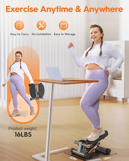 Niceday Steppers for Exercise, Stair Stepper with Resistance Bands, Mini Stepper with 300LBS Loading Capacity, Hydraulic Fitness Stepper with LCD Monitor