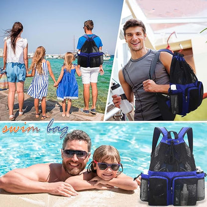 RHCPFOVR Mesh Swim Bags for Swimmers - Drawstring Backpack for Women Men Girls Swim Team Gear Swimming Beach Gym Bag Sports Pool