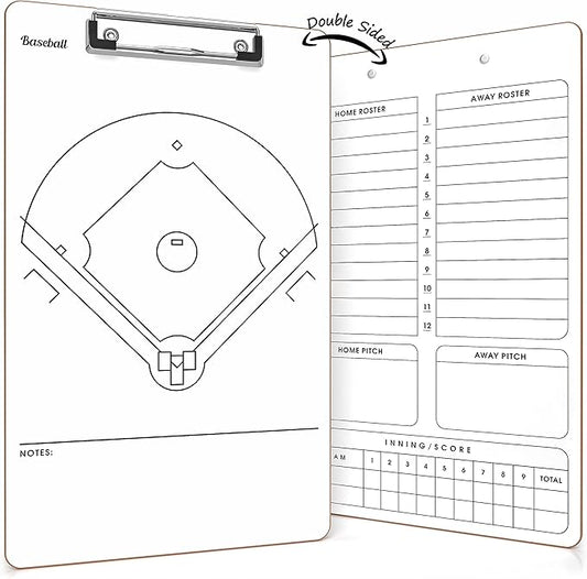 Scribbledo Baseball Dry Erase Board for Coaches 15x9 Inch Double Sided Baseball Lineup Board Whiteboard Coaching Accessories Equipment Softball Accessories The Baseball Score Keeping Book