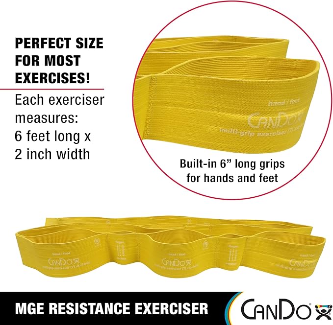 CanDo Multi-Grip 6 Foot Exercise Resistance Band with Hand/Foot Loops for Total Body Workouts, Training, Rehab, Stretching and Therapy