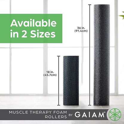 Gaiam Restore Foam Roller for Muscle Massage - Deep Tissue Muscle Massager for Sore Muscles & Stimulation - Total Body Pain Relief, Back, Neck, Foot, Calf, Leg, Arm (18 Inch and 36 Inch)