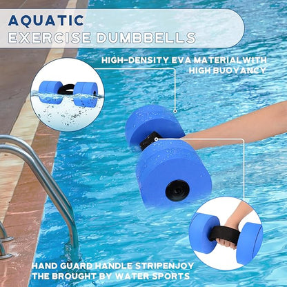 Water Aerobics Pool Exercise Equipment,Aqua Aerobics Equipment Set,Includes High Density Water Dumbbell Aqua Belt and Water Ankle Weights for Aquatic Aerobics Exercise,Pool Fitness