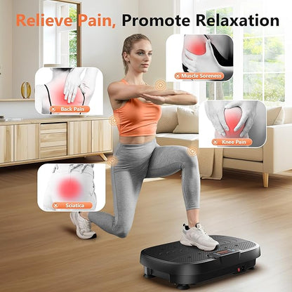 FEIERDUN Vibration Plate, Whole Body Vibration Plate Exercise Machine for Lymphatic Drainage, Power Plate Vibration Plate w/ 2 Resistance Bands for Wellness and Fitness