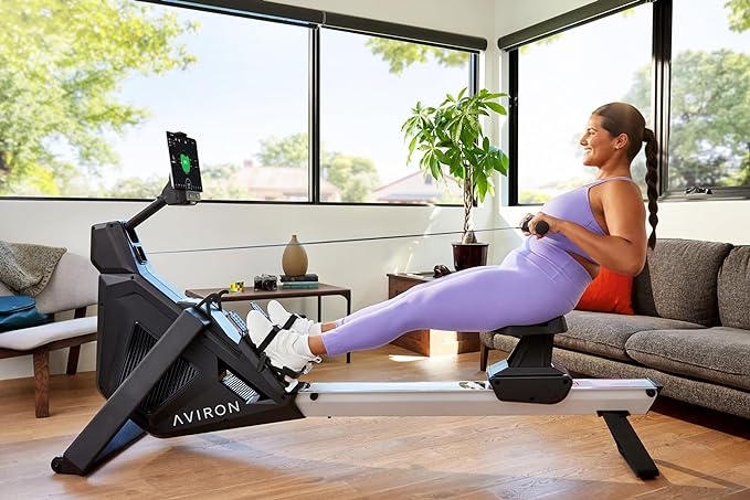 Aviron StrongGo Rowing Machine -Compatible with iPad—Dual Air 100 lbs